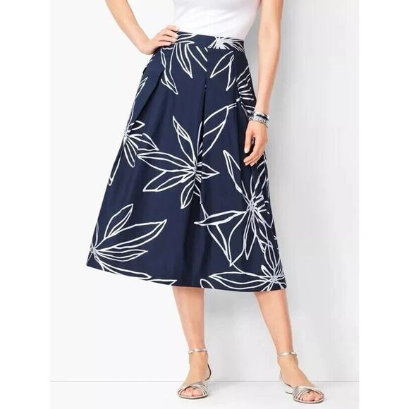 RSVP by Talbots Women's Blue Silver Floral Pleated Zip A-line Skirt Size 22WP - Picture 2 of 13